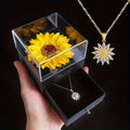 1set, Golden Sunflower necklace Party gift set, exquisite imitation flower drawer jewelry box, romantic occasion gift