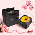 1set, Golden Sunflower necklace Party gift set, exquisite imitation flower drawer jewelry box, romantic occasion gift
