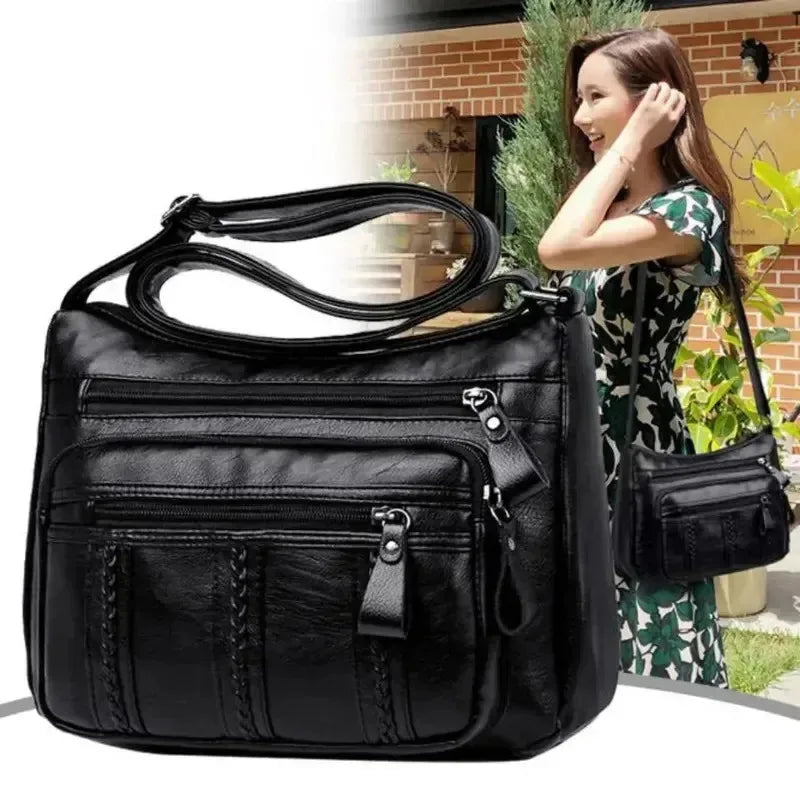 Collection Lightweight Multi Layer Shoulder Bag for Women Spacious Tote Handbag for Mother Middle Age Ladies Daily Use