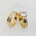 24k Gold Filled 316L Stainless Steel Jewelry Cz Diamond Wedding Rings Sets for Women Girls Ladies Engagement Statemen…