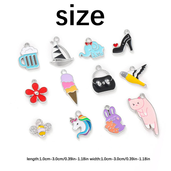 50 — 100Pcs Mixed loading Bracelet Charms Jewelry Making Charms Assorted silver Plated Enamel Pendants for DIY Neckla…