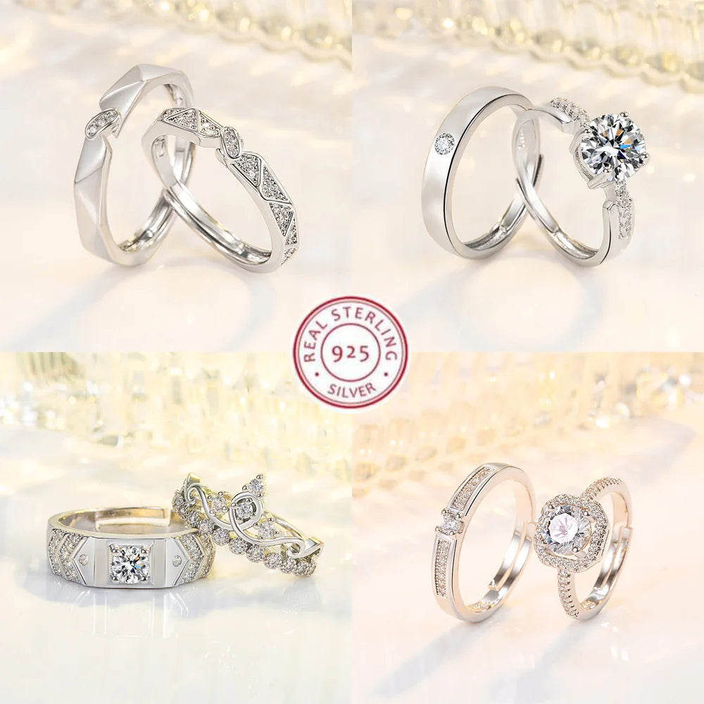 925 Sterling Silver Couple Ring Fashion AAA Zircon High Quality For Women Men Rings Wedding Fine Jewelry Accessories …