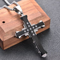 Cross border new Dark Knight domineering three-layer men's necklace, foreign trade accessories, diamond studded cross…