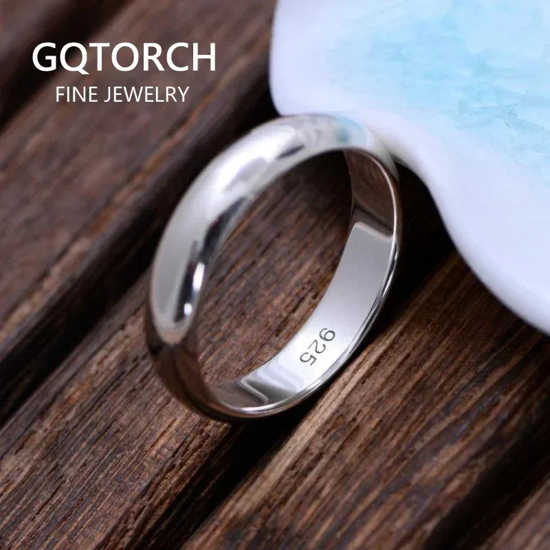 Custom Engrave Real Pure 925 Sterling Silver Rings For Women And Men Simple Couple Ring Smooth Wedding Band For Lover…