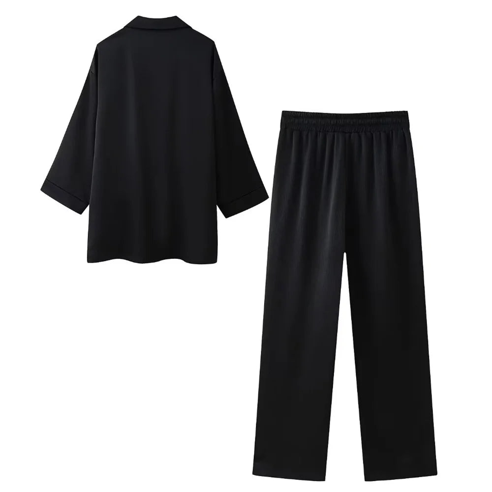European and American Style and Summer New Women's Clothing Wrinkle Effect Double Breasted Suit Jacket Pants Set