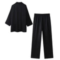 European and American Style and Summer New Women's Clothing Wrinkle Effect Double Breasted Suit Jacket Pants Set