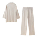 European and American Style and Summer New Women's Clothing Wrinkle Effect Double Breasted Suit Jacket Pants Set