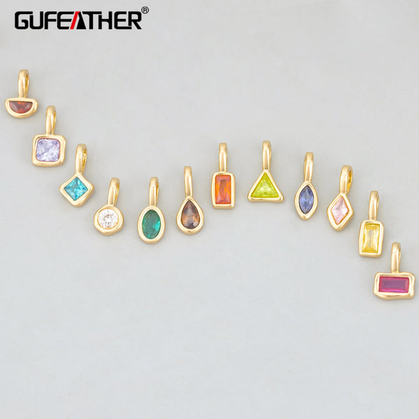 GUFEATHER,6pcs — lot,MH24,jewelry accessories,18k gold rhodium plated,copper,zircons,hand made,charms,diy pendants,je…