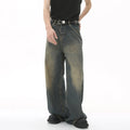 IEFB Summer Men's Denim Pants Old Blue Washed Male Jeans Straight Casual Menwear Loose Wide Leg Trousers New Fashion …