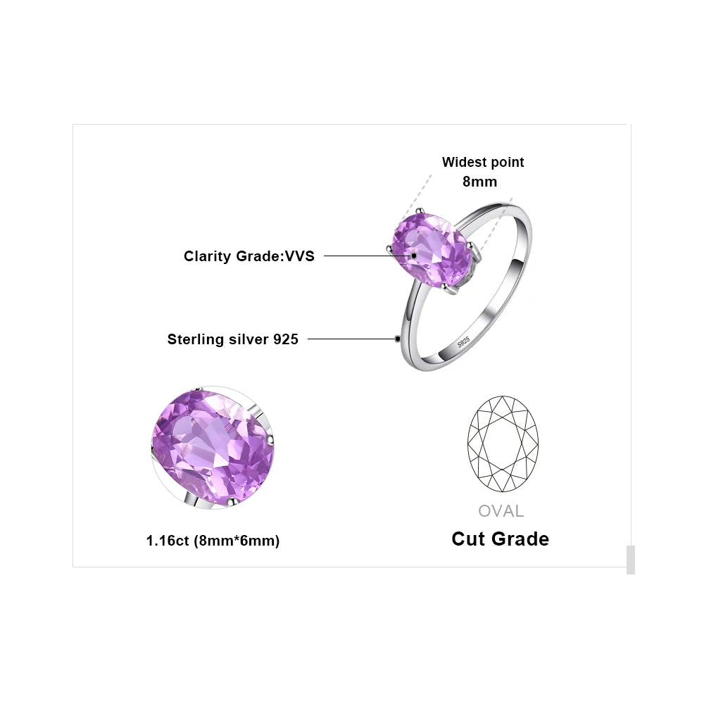 JewelryPalace Rose Gold Yellow Gold Plated Oval Natural Amethyst Citrine Garnet Topaz Peridot 925 Sterling Silver Rin…