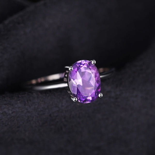 JewelryPalace Rose Gold Yellow Gold Plated Oval Natural Amethyst Citrine Garnet Topaz Peridot 925 Sterling Silver Rin…