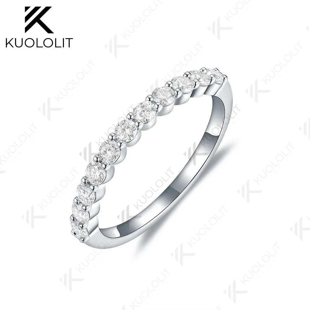 Kuololit 0.66CTW Lab Grown Diamond Rings for Men Women Soild 585 14K 18K White Gold Silver Wedding Band for Party Chr…
