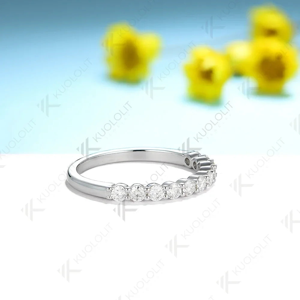 Kuololit 0.66CTW Lab Grown Diamond Rings for Men Women Soild 585 14K 18K White Gold Silver Wedding Band for Party Chr…