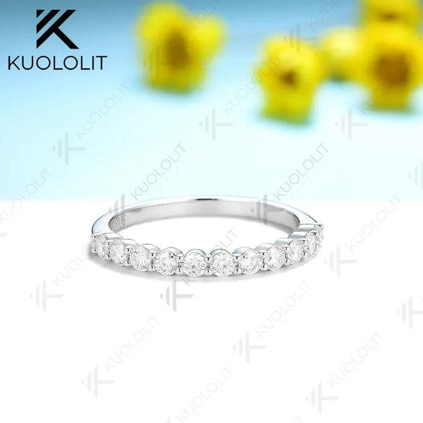 Kuololit 0.66CTW Lab Grown Diamond Rings for Men Women Soild 585 14K 18K White Gold Silver Wedding Band for Party Chr…