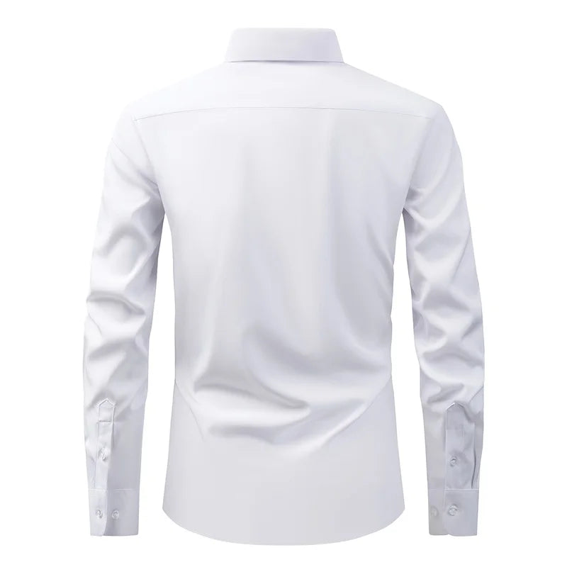 Men s Classic Button-Down Shirt with Long Sleeves Solid Color Casual Business Top for Spring Streetwear and Beach Vac…