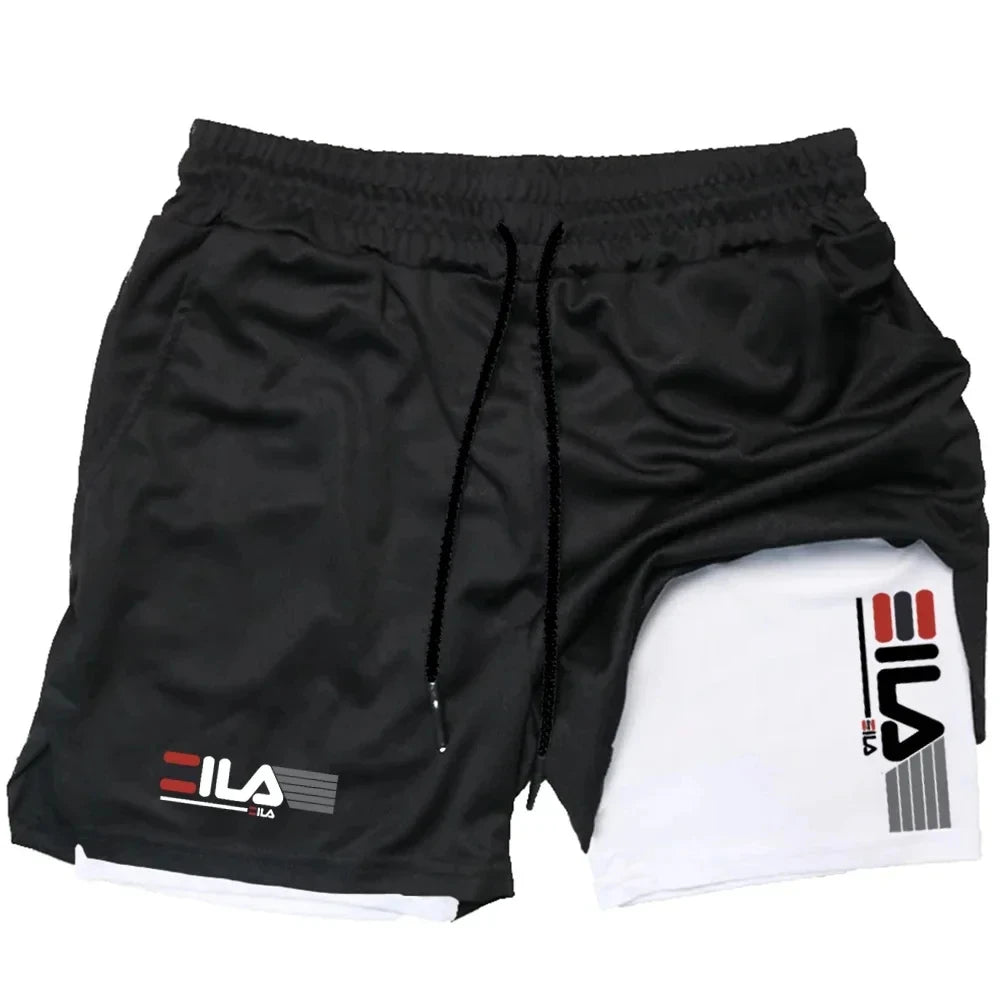 Men's Two-in-one Sports Shorts Breathable Casual Quick-drying Double-layer Shorts Summer Running Sportswear Bottoms M…