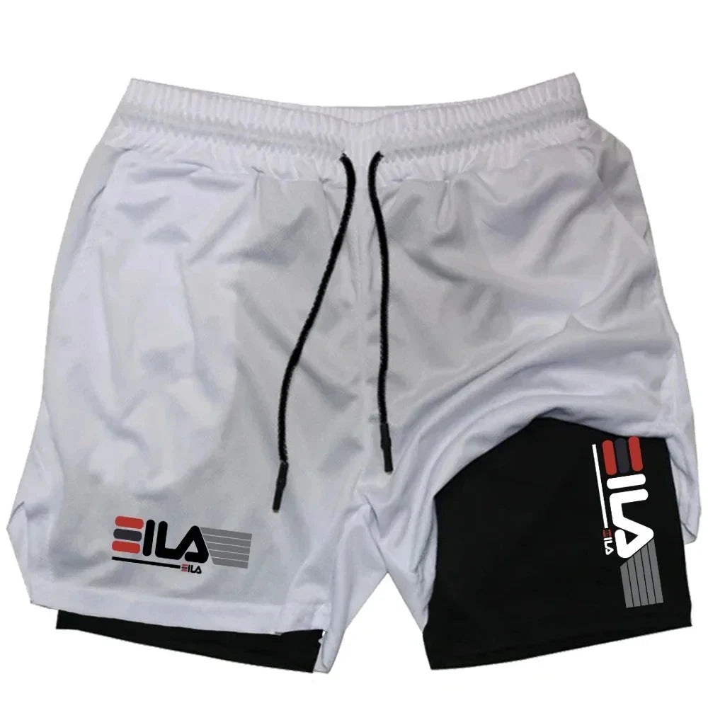 Men's Two-in-one Sports Shorts Breathable Casual Quick-drying Double-layer Shorts Summer Running Sportswear Bottoms M…