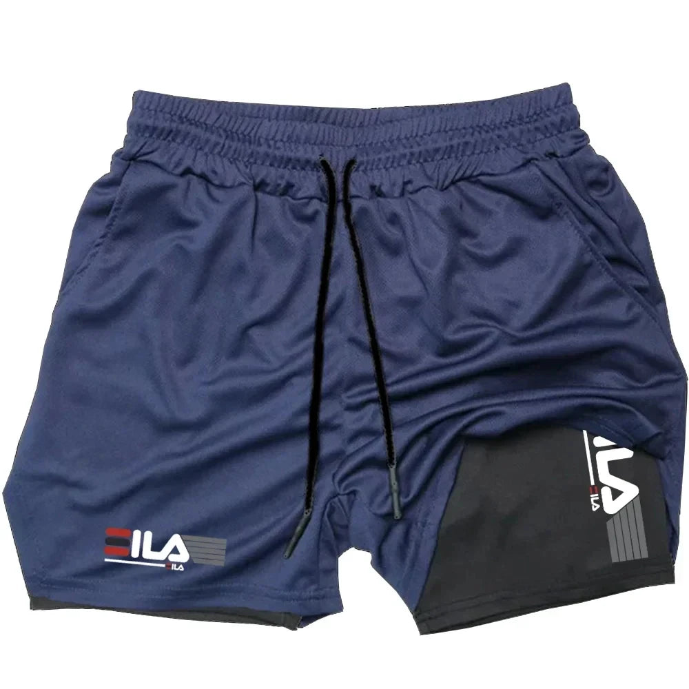 Men's Two-in-one Sports Shorts Breathable Casual Quick-drying Double-layer Shorts Summer Running Sportswear Bottoms M…