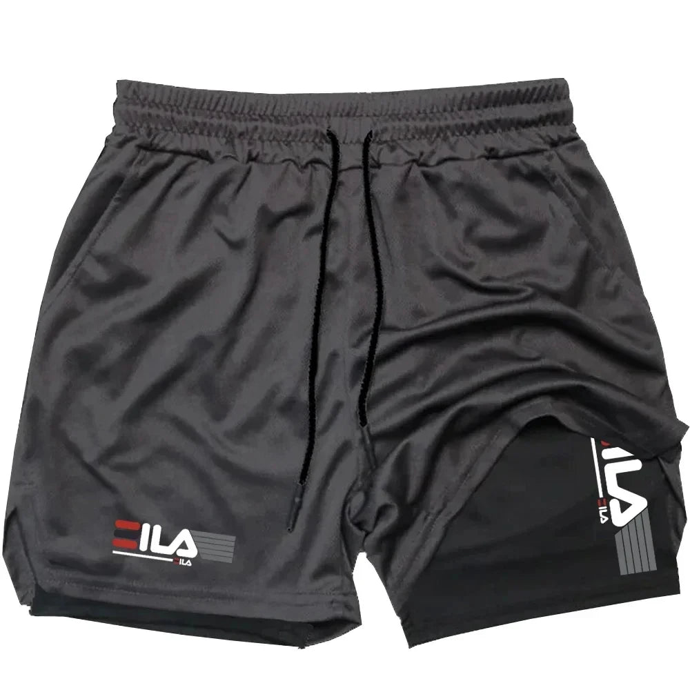 Men's Two-in-one Sports Shorts Breathable Casual Quick-drying Double-layer Shorts Summer Running Sportswear Bottoms M…