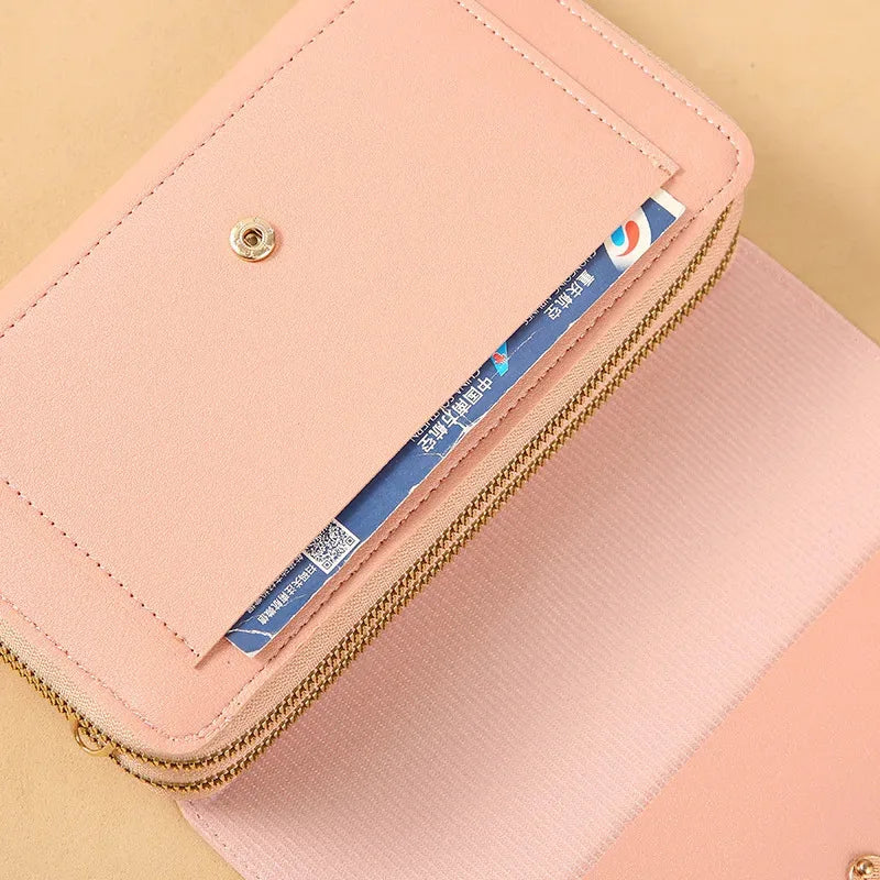 New Korean Women’s Mid-Size Wallet Bag – Convertible Shoulder Clutch with Coin Purse, Multifunctional Design