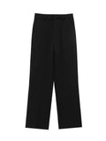 TFMLN Fashion Set For Women Summer Slim Lapel Zipper Short Sleeve Coat Top Wide Leg Pants Two Piece Set Leisure Black