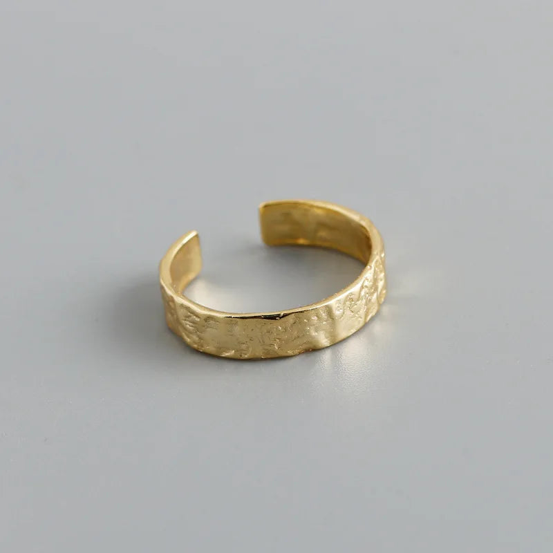 WANTME 925 Sterling Silver Unique Irregular Minimalist Open Ring Women Men European Hammered Hip Hop Couples Jewelry …