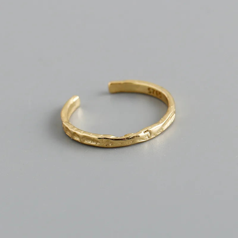 WANTME 925 Sterling Silver Unique Irregular Minimalist Open Ring Women Men European Hammered Hip Hop Couples Jewelry …