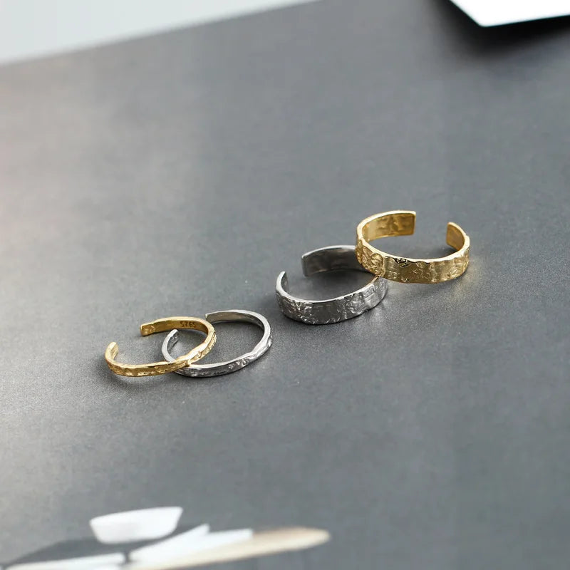 WANTME 925 Sterling Silver Unique Irregular Minimalist Open Ring Women Men European Hammered Hip Hop Couples Jewelry …