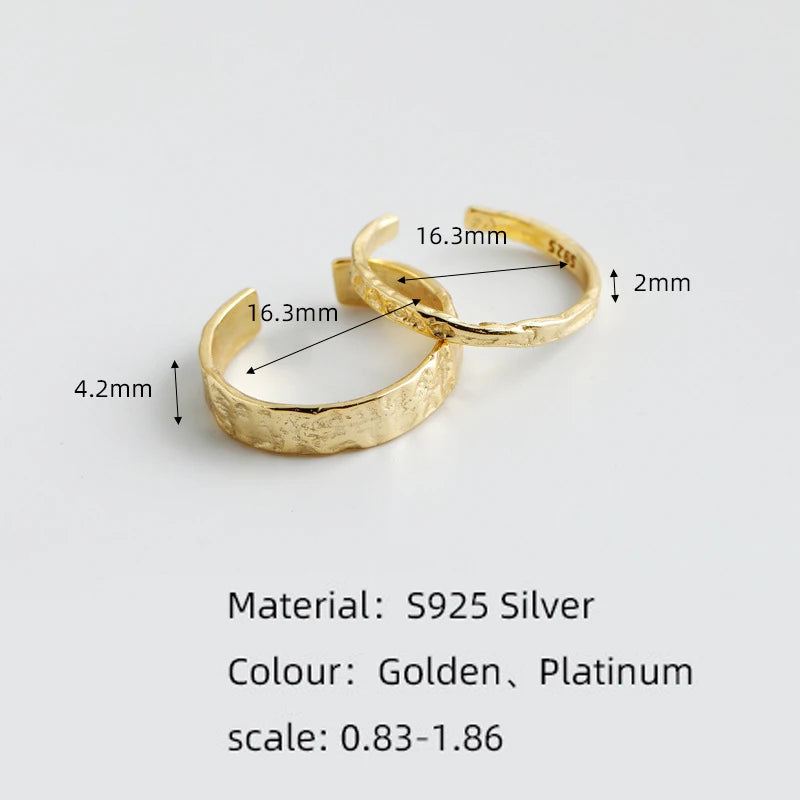 WANTME 925 Sterling Silver Unique Irregular Minimalist Open Ring Women Men European Hammered Hip Hop Couples Jewelry …